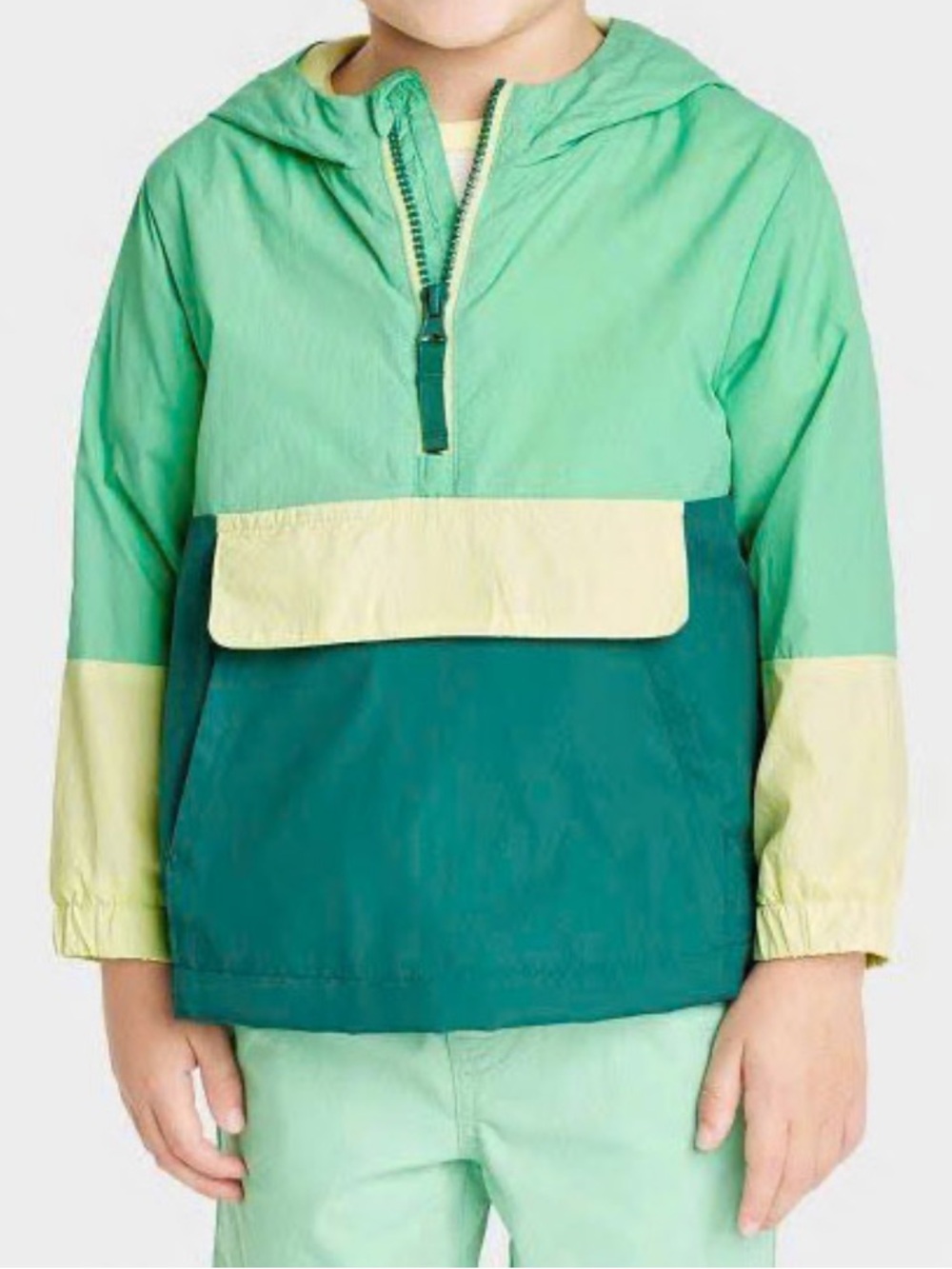 Cat & Jack Green Colorblock Kids Windbreaker Hoodie